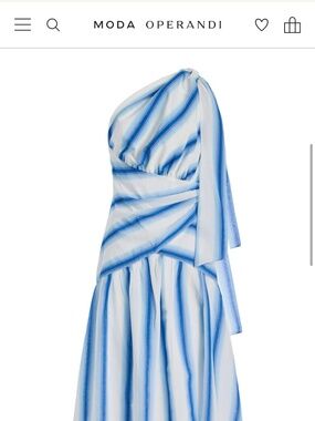 Rosie Assoulin Blue and White Striped Poplin Dress